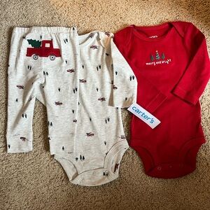 Carter's Festive Red and Cream Bodysuit Set